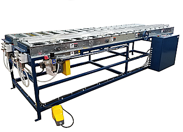 Union Tool Layup Conveyor will transport core wood planks from a hot melt roller coater to a multi nip rotary laminator